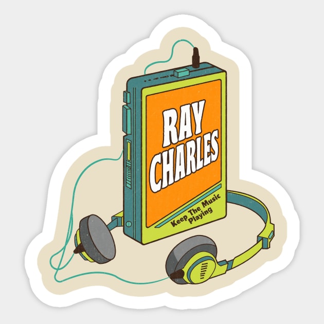 Ray Charles / Retro Walkman Design / Retro Music Art Sticker by EliseOB